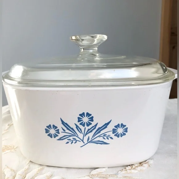 Vintage 60’s Corning Ware Blue Cornflower 3 Qt Casserole Dish A3B With Clear Lid - Picture 2 of 15